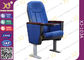 Chaises bleues de salle de conférences de tissu d'accoudoir en bois de Soild avec les pieds en aluminium fournisseur